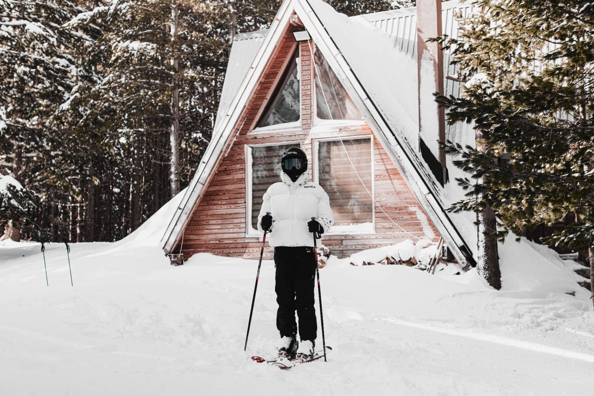 Cabaña en A en la nieve